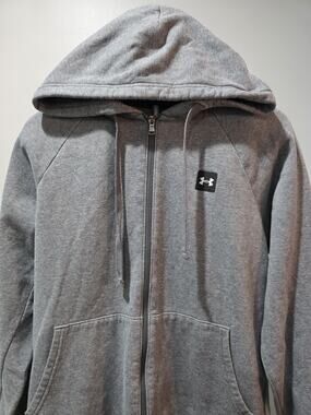 Under Armour ColdGear Hoodie Mens Small Gray Full Zip Fleece Sweatshirt Logo